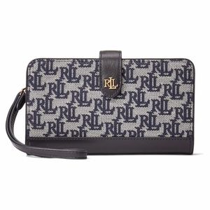 Lauren Ralph Lauren monogram jacquard tech wristlet navy